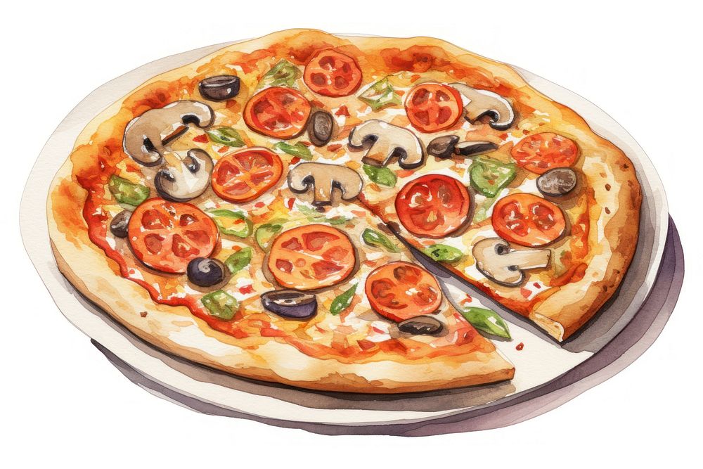Pizza food meal white background. AI generated Image by rawpixel.