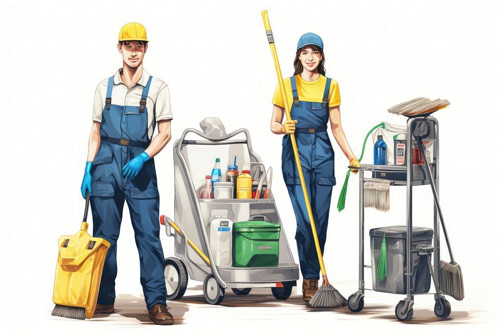 Cleaning equipment adult white background. AI generated Image by rawpixel.