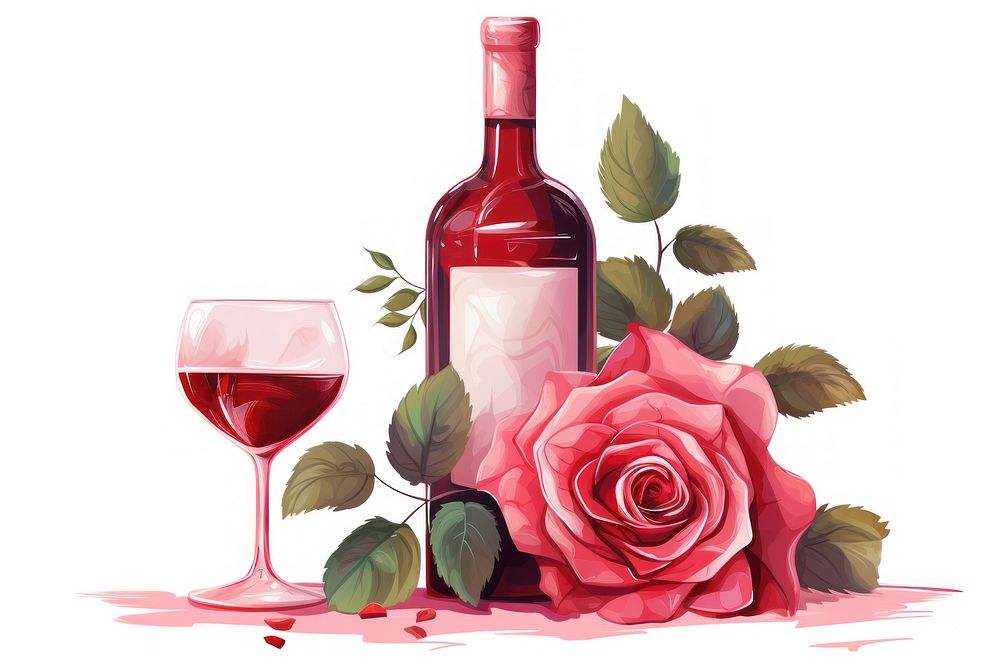 Wine rose bottle flower. AI generated Image by rawpixel.