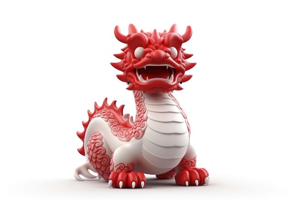 Dragon white background representation figurine. AI generated Image by rawpixel.