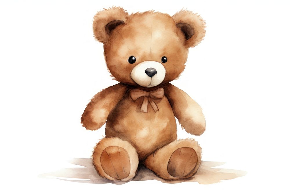 Cute bear toy white background. 