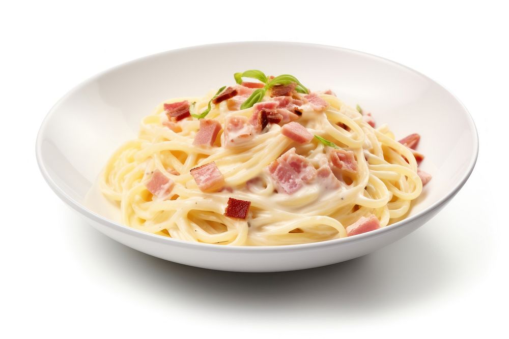 Spaghetti carbonara pasta plate. AI generated Image by rawpixel.