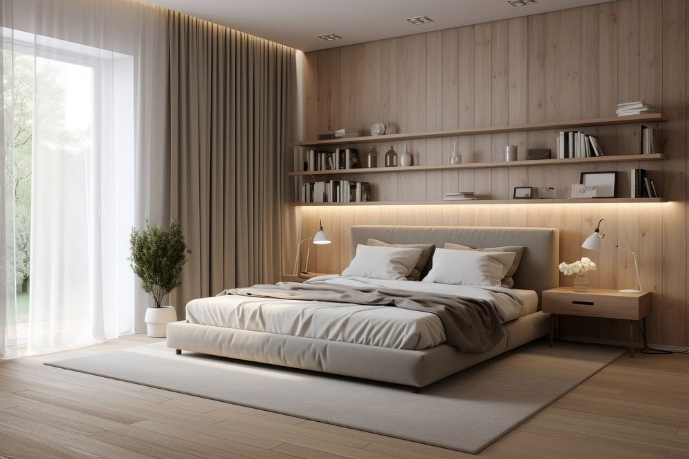 Bedroom comfortable furniture plant. AI generated Image by rawpixel.