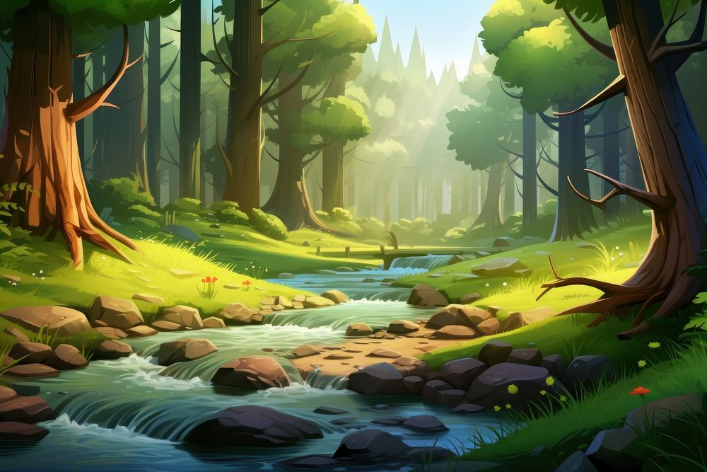 Forest landscape outdoors woodland. AI generated Image by rawpixel.