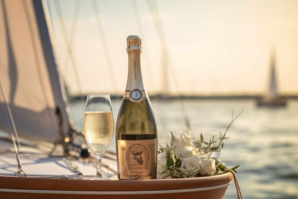 Boat celebration champagne sailboat. AI generated Image by rawpixel.