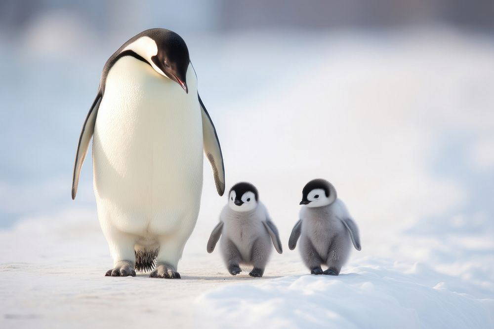 Penguin animal bird togetherness. AI generated Image by rawpixel.