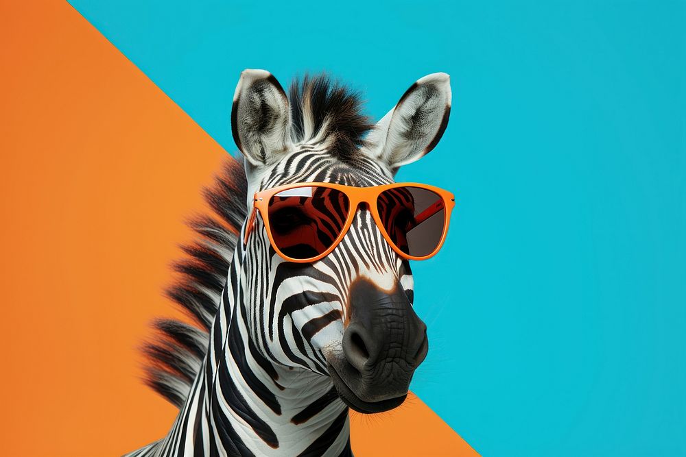 Sunglasses zebra wildlife animal. AI generated Image by rawpixel.