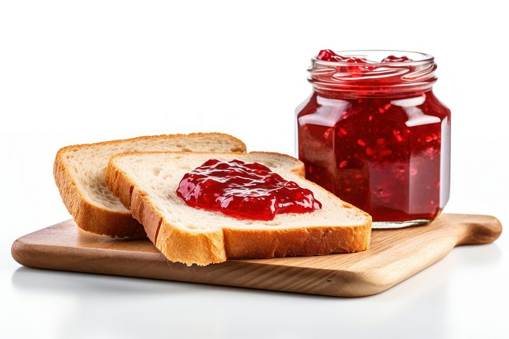 Bread ketchup food jam. 