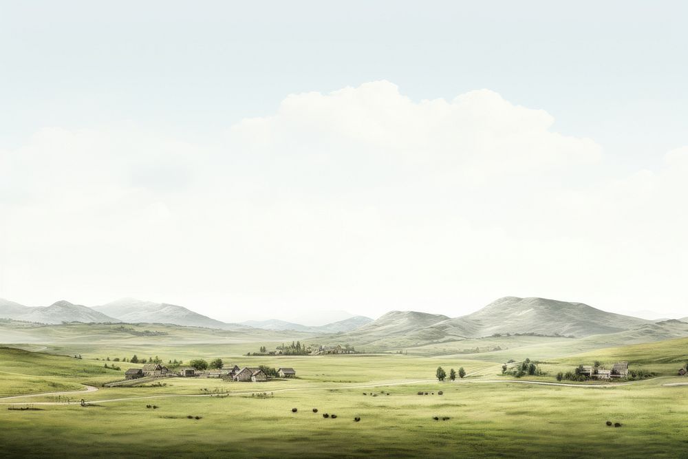 Countryside landscape grassland outdoors. AI generated Image by rawpixel.