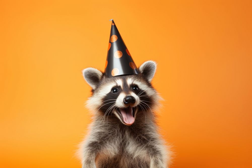 Raccoon mammal animal hat. AI generated Image by rawpixel.
