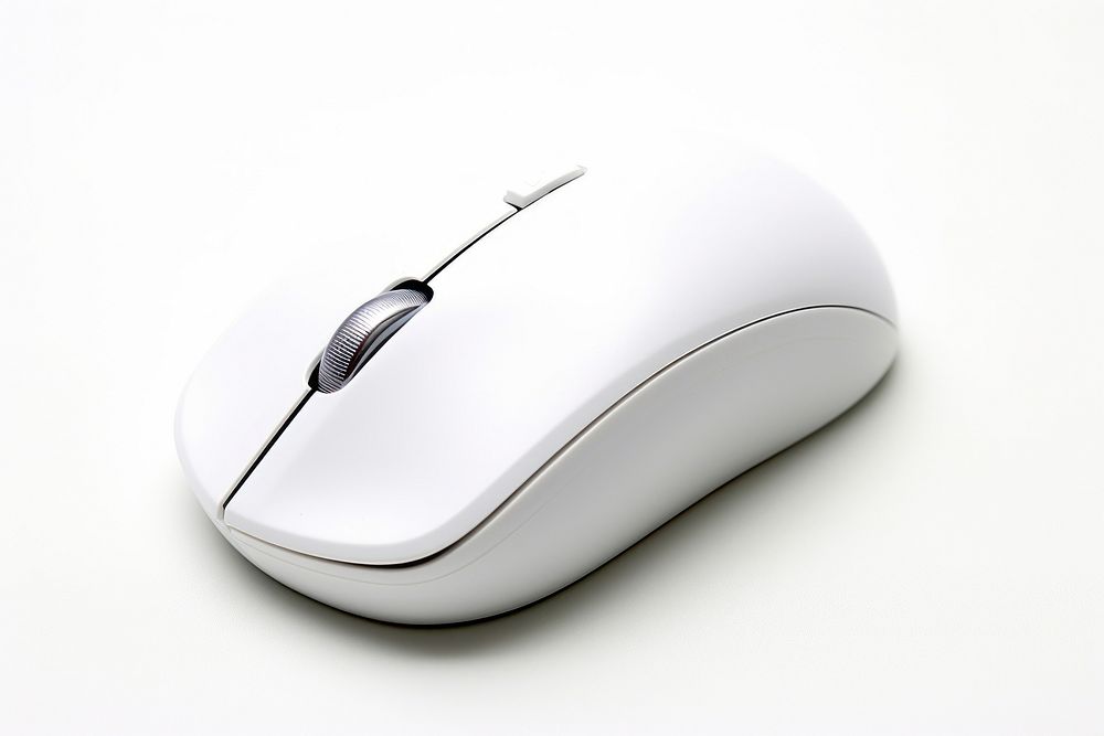 Computer white mouse white background. 