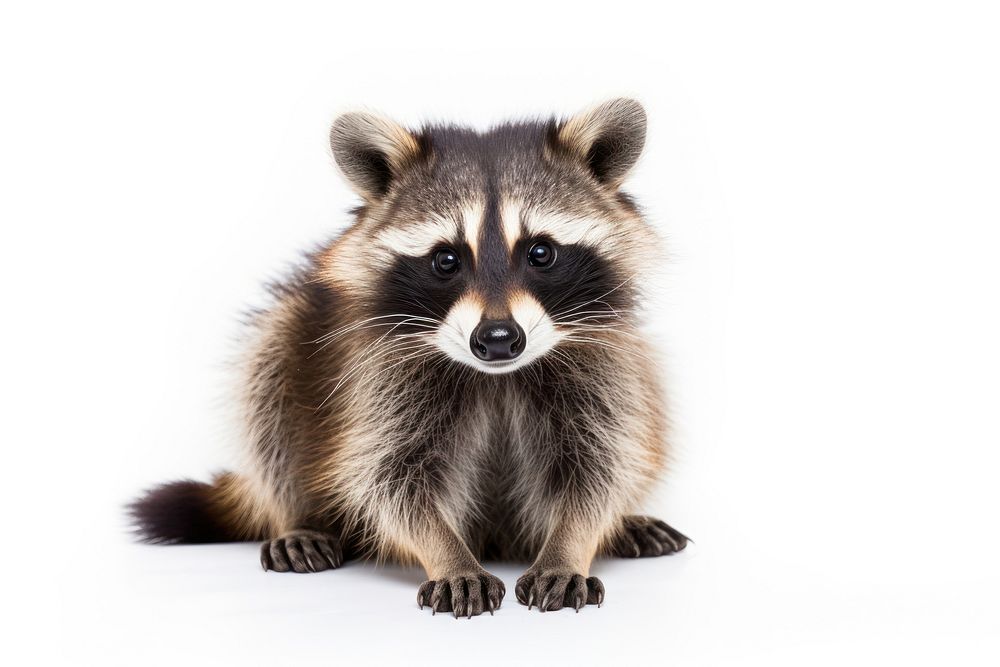 Raccoon animal mammal white background. 