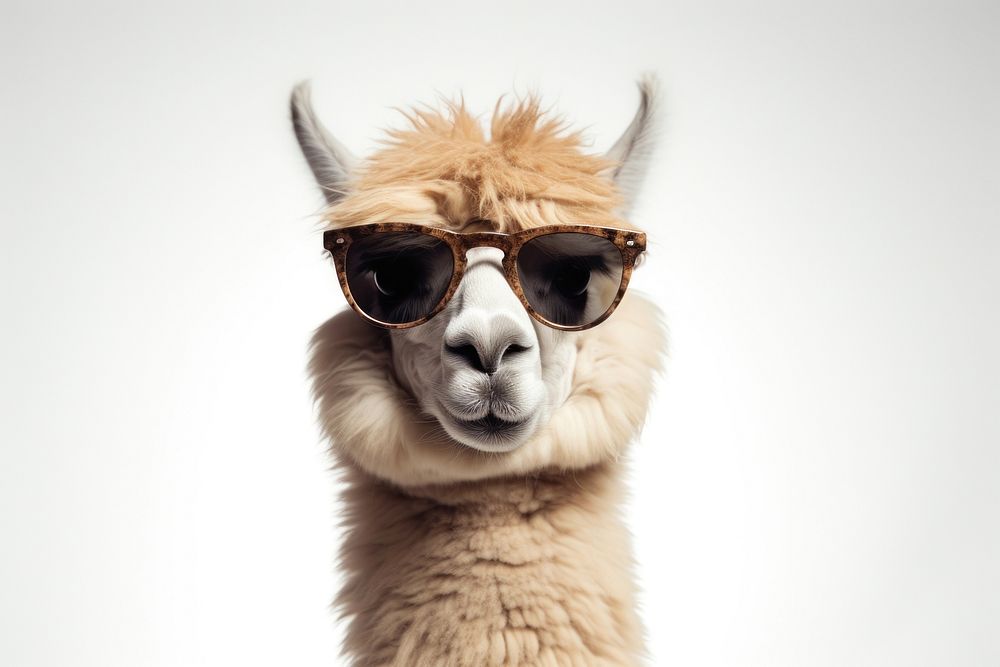 Sunglasses alpaca mammal animal. 