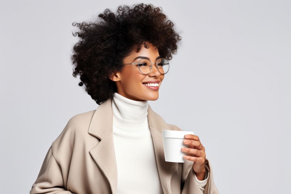 Portrait drinking glasses coffee. 