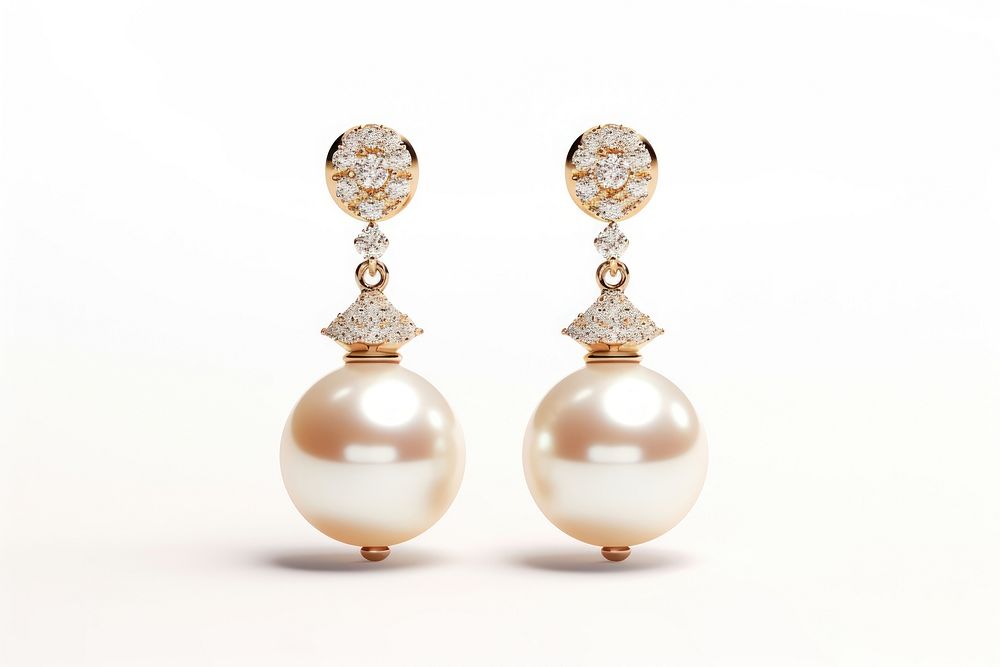 Earring pearl jewelry white. AI generated Image by rawpixel.