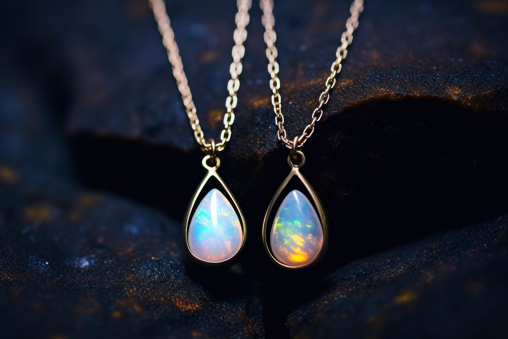 Jewelry opal necklace gemstone. AI generated Image by rawpixel.