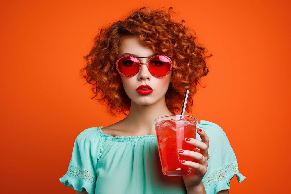 Drink sunglasses portrait drinking. AI generated Image by rawpixel.