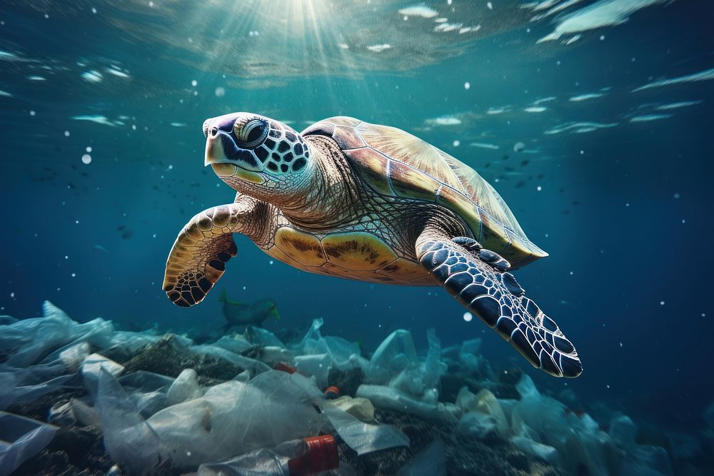 Underwater outdoors reptile nature. AI generated Image by rawpixel.
