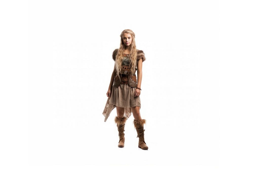 Viking girl fashion white background hairstyle. AI generated Image by rawpixel.