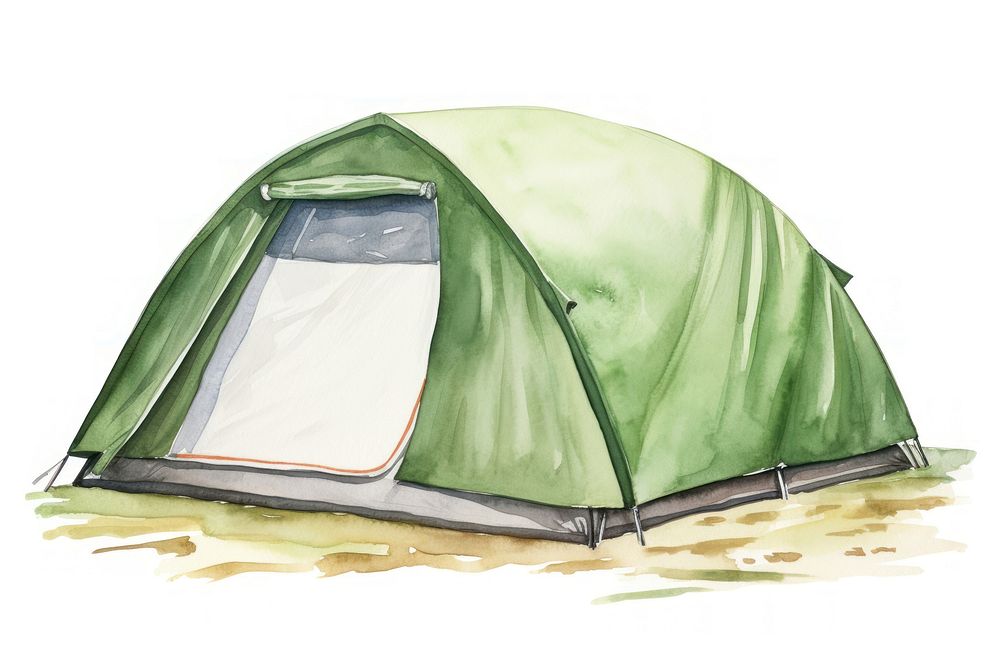 Camping tent outdoors white background. 