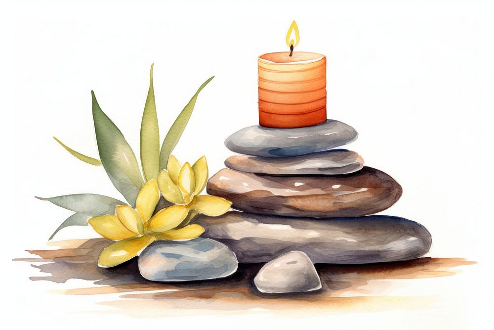 Candle burning plant stone. AI generated Image by rawpixel.