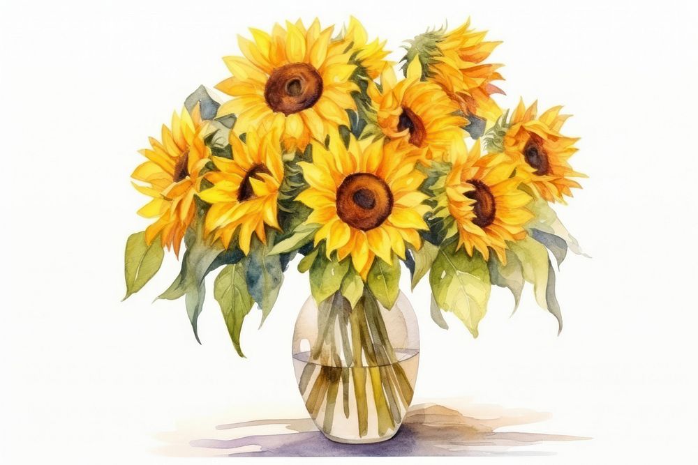 Sunflower plant vase inflorescence. 