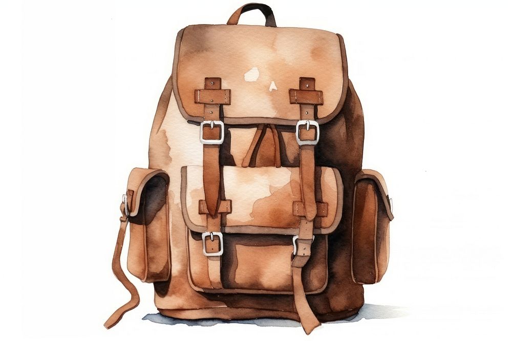 Backpack bag white background suitcase. AI generated Image by rawpixel.