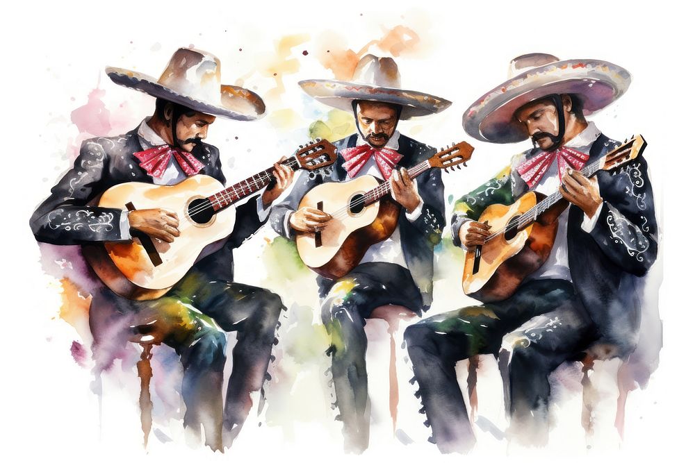 Musician sombrero guitar adult. AI generated Image by rawpixel.