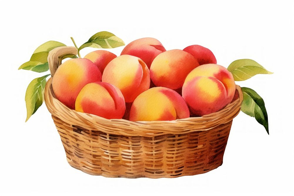Basket peach apple fruit. AI generated Image by rawpixel.