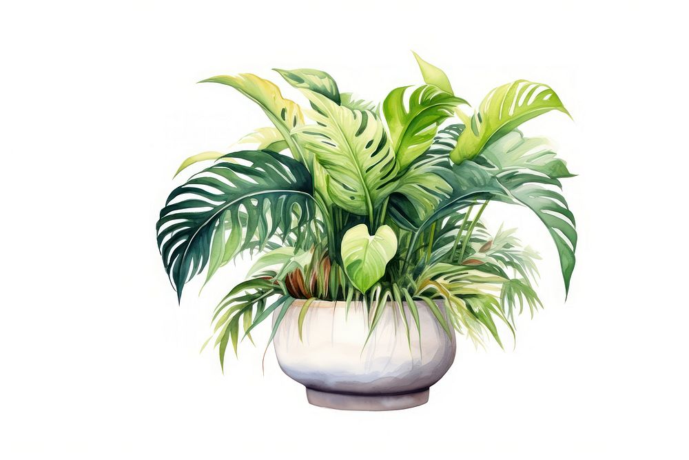 Plant leaf vase white background. AI generated Image by rawpixel.