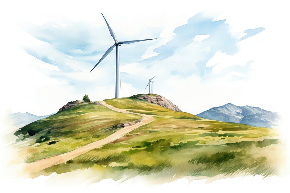 Turbine grassland windmill outdoors. AI generated Image by rawpixel.