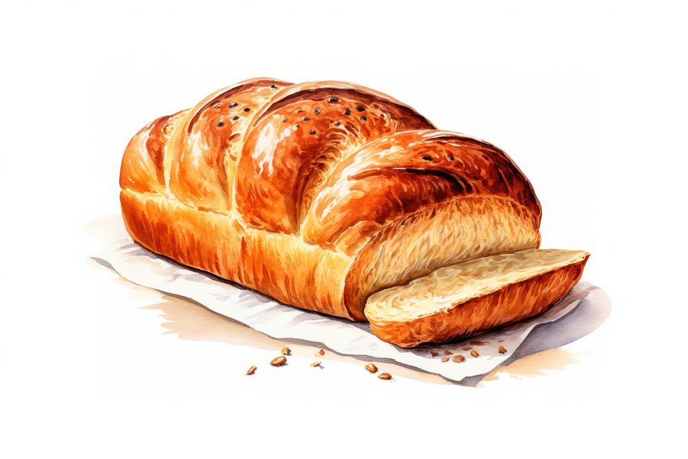 Bread croissant food white background. 