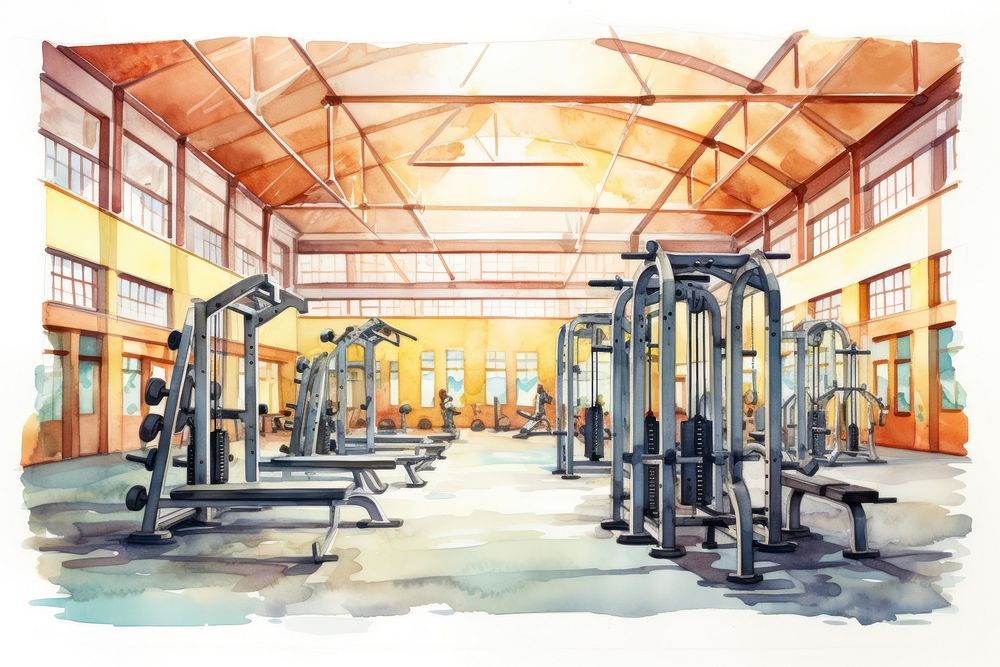 Gym architecture exercising equipment. AI generated Image by rawpixel.