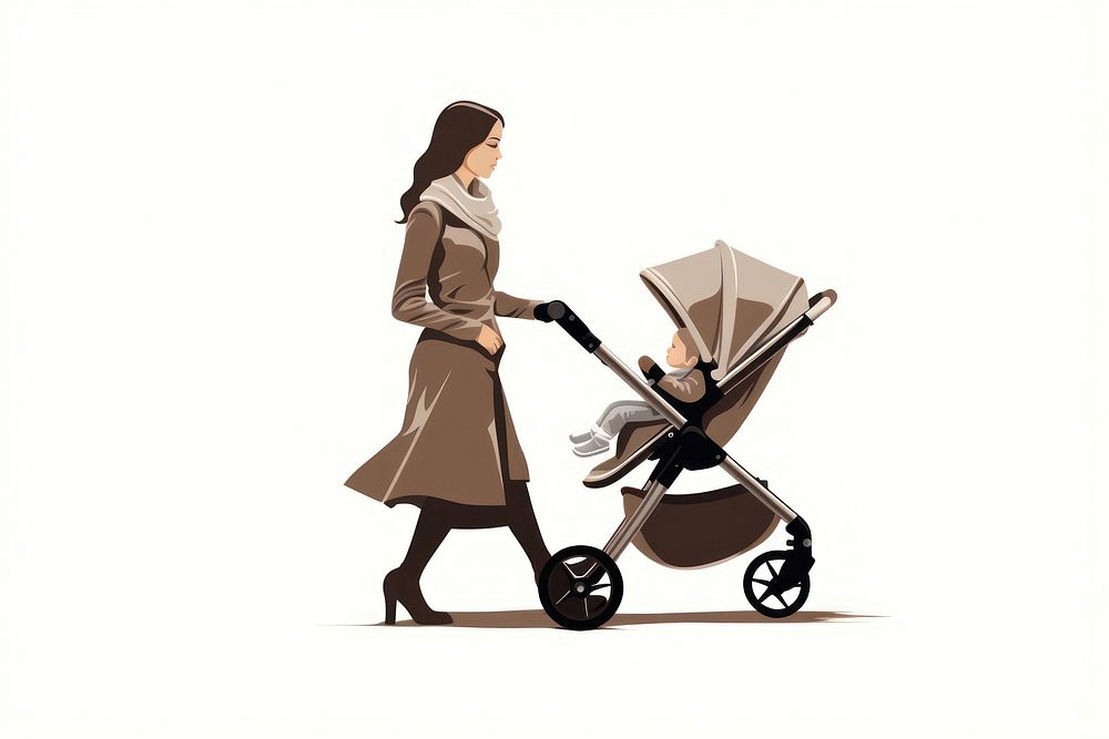 Stroller walking adult baby. AI generated Image by rawpixel.
