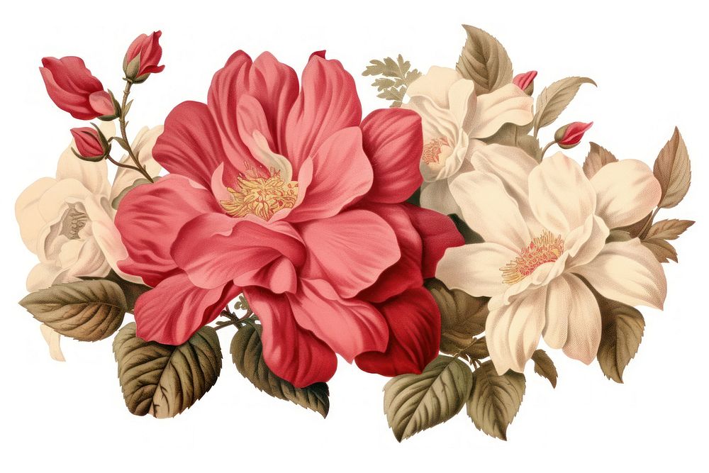Vintage illustration flower pattern dahlia plant. AI generated Image by rawpixel.