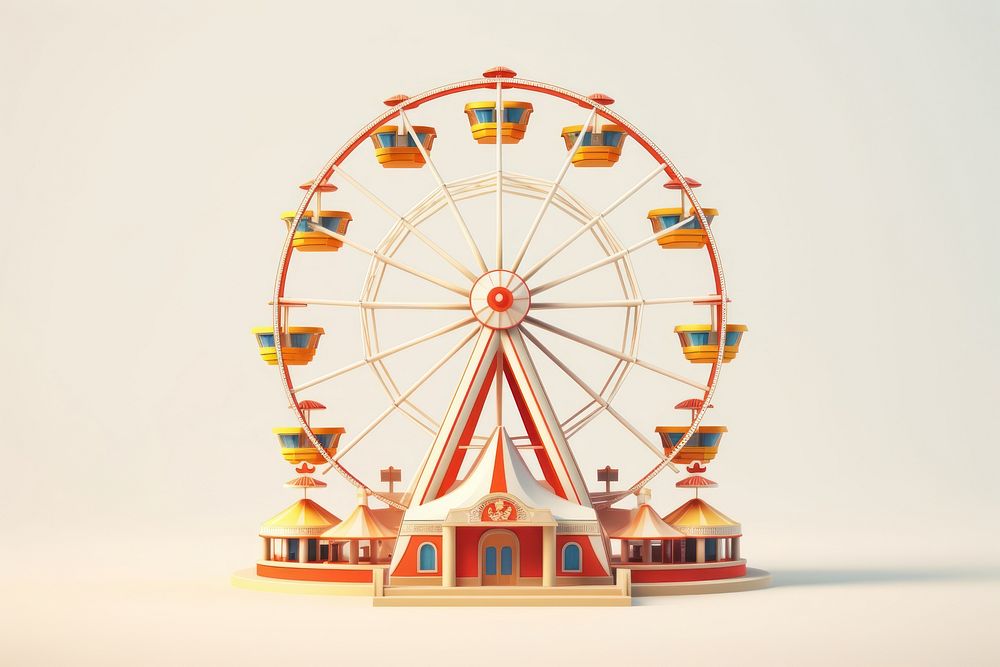Fun merry-go-round ferris wheel architecture. AI generated Image by rawpixel.