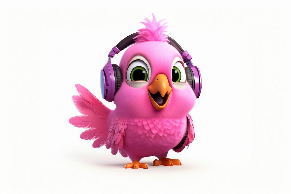 Cartoon animal parrot purple. AI generated Image by rawpixel.