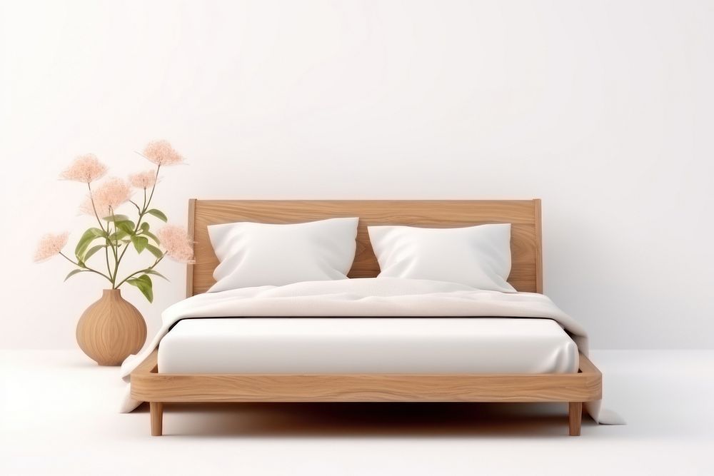 Bed furniture cushion bedroom. AI generated Image by rawpixel.