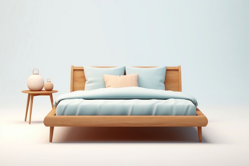 Bed furniture cushion bedroom. AI generated Image by rawpixel.