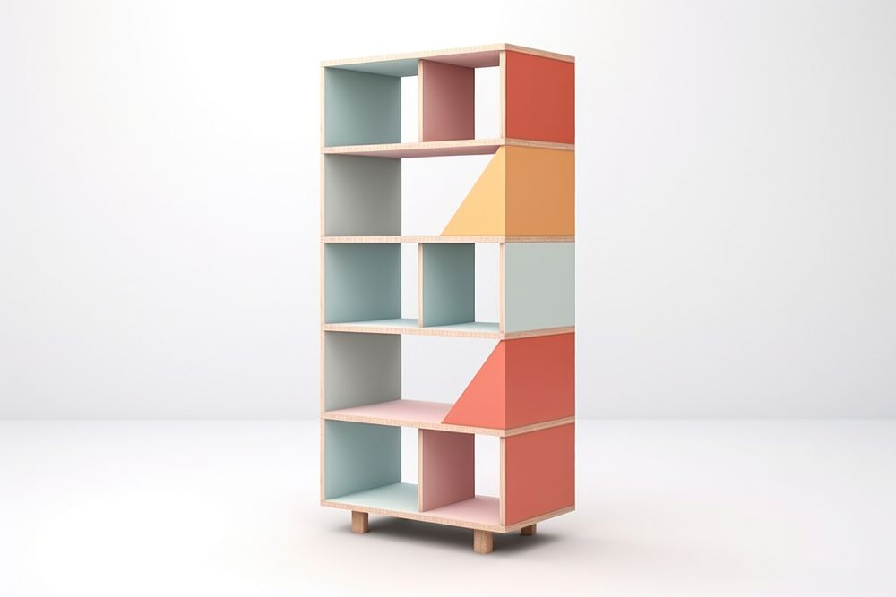 Bookcase furniture shelf white background. AI generated Image by rawpixel.
