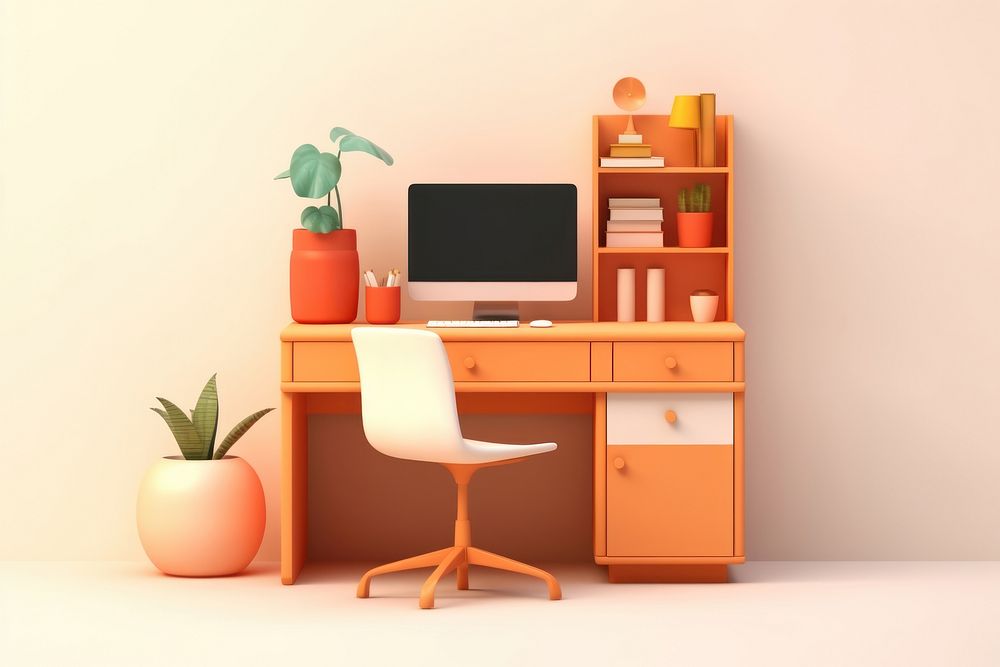 Furniture computer desk chair. AI generated Image by rawpixel.