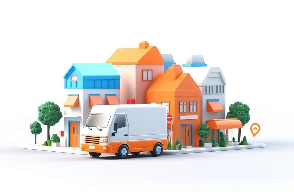 Vehicle van white background transportation. AI generated Image by rawpixel.