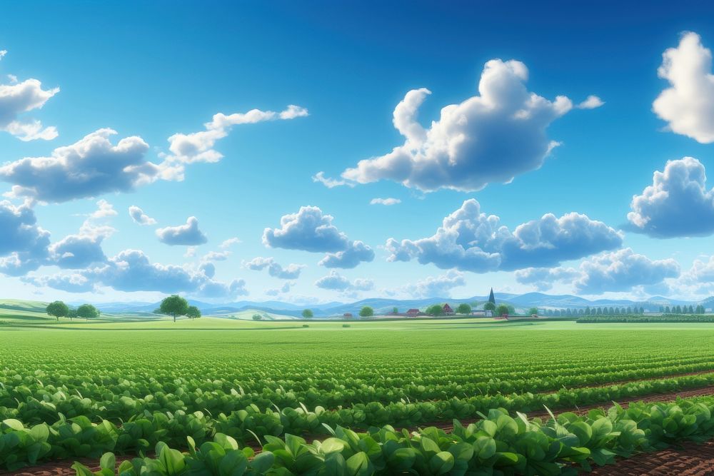 Field sky agriculture landscape. AI generated Image by rawpixel.