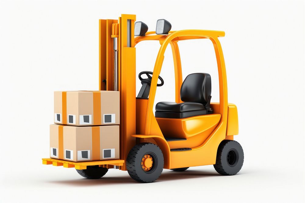 Forklift box white background delivering. AI generated Image by rawpixel.