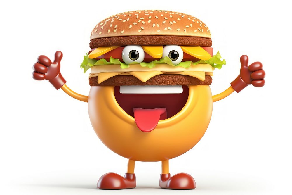 Hamburger smiling cartoon food. AI generated Image by rawpixel.