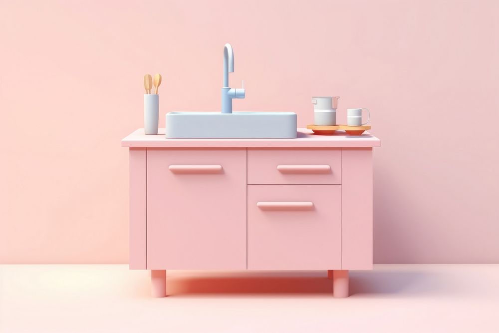 Sink furniture sideboard dollhouse. AI generated Image by rawpixel.