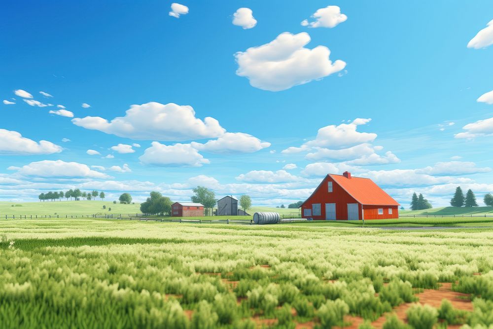 Farm sky architecture landscape. AI generated Image by rawpixel.