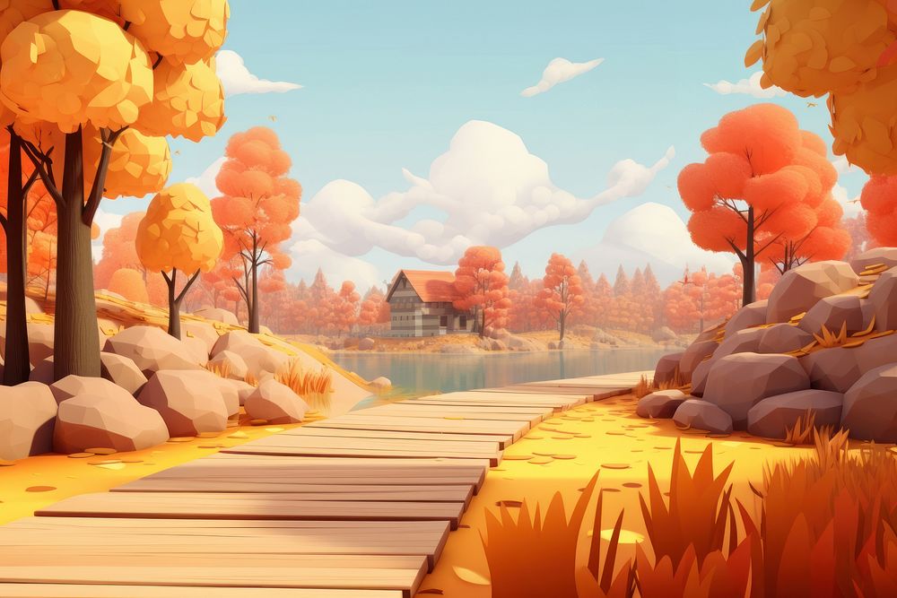 Landscape outdoors cartoon autumn. 