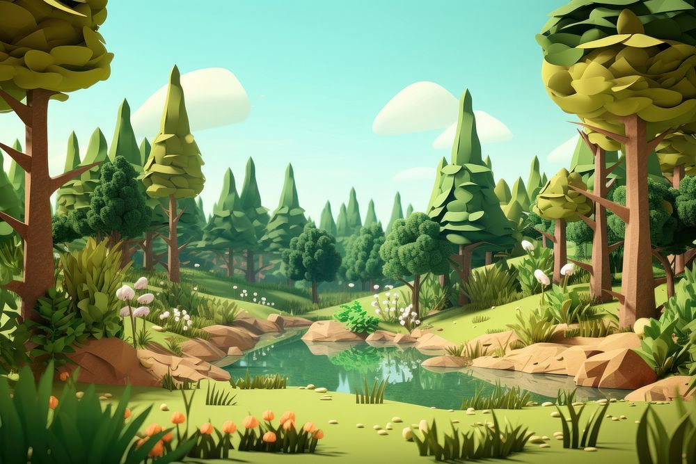 Forest landscape outdoors cartoon. 