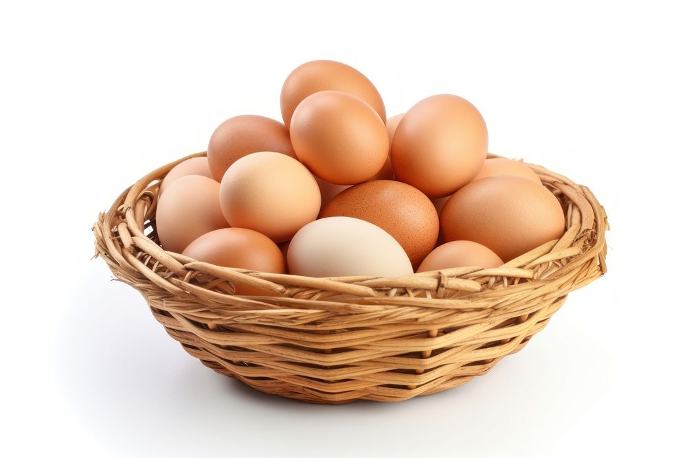Basket egg food white background. AI generated Image by rawpixel.